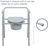 3-in-1 Portable Folding Steel Frame Commode Chair, Portable Bedside Toilet, Shower Chair, Over Toilet Chair, Supports up to 300 Lbs Weight, with 7.5 Qt. Bucket and 13.5 Inch Seat