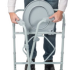 3-in-1 Portable Folding Steel Frame Commode Chair, Portable Bedside Toilet, Shower Chair, Over Toilet Chair, Supports up to 300 Lbs Weight, with 7.5 Qt. Bucket and 13.5 Inch Seat