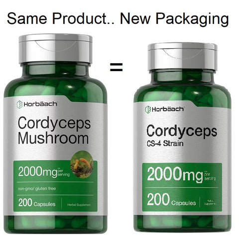 Cordyceps Capsules | 200 Count | Non-Gmo Mushroom Supplement | Cordyceps Sinesis | Cordyceps CS-4