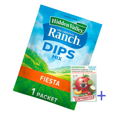 Hidden. Valley Fiesta  Gluten Free Fiesta Ranch Dips Mix, 1 Oz Bundle with Copyrighted OFFERTOGO Healthy Life Guide