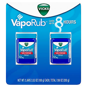 Vicks VapoRub Cough Suppressant Topical Analgesic Ointment, 2 pk./3.53 oz.