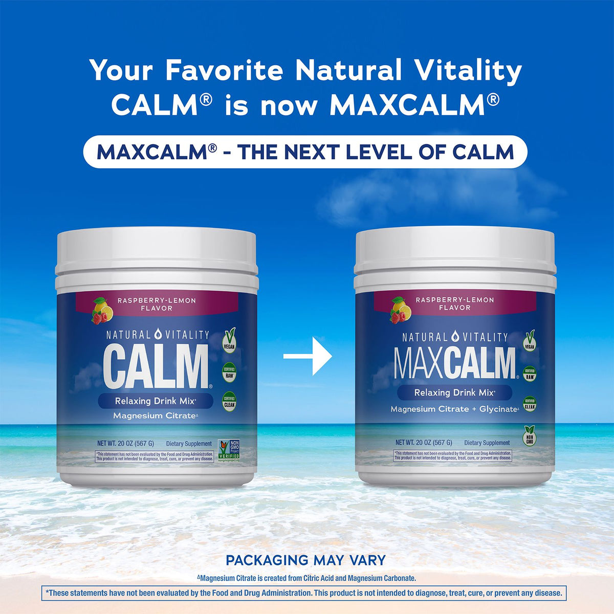 Natural Vitality Max Calm Relaxing Drink Mix, 20 oz.