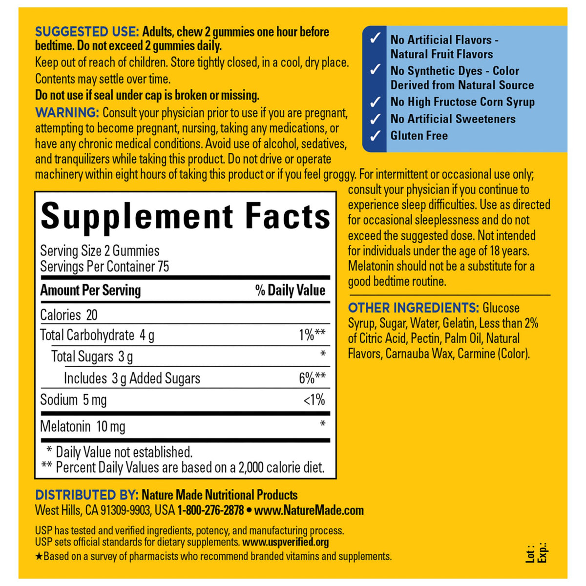 Nature Made Melatonin 10mg Per Serving Melatonin Gummies, 150 ct.