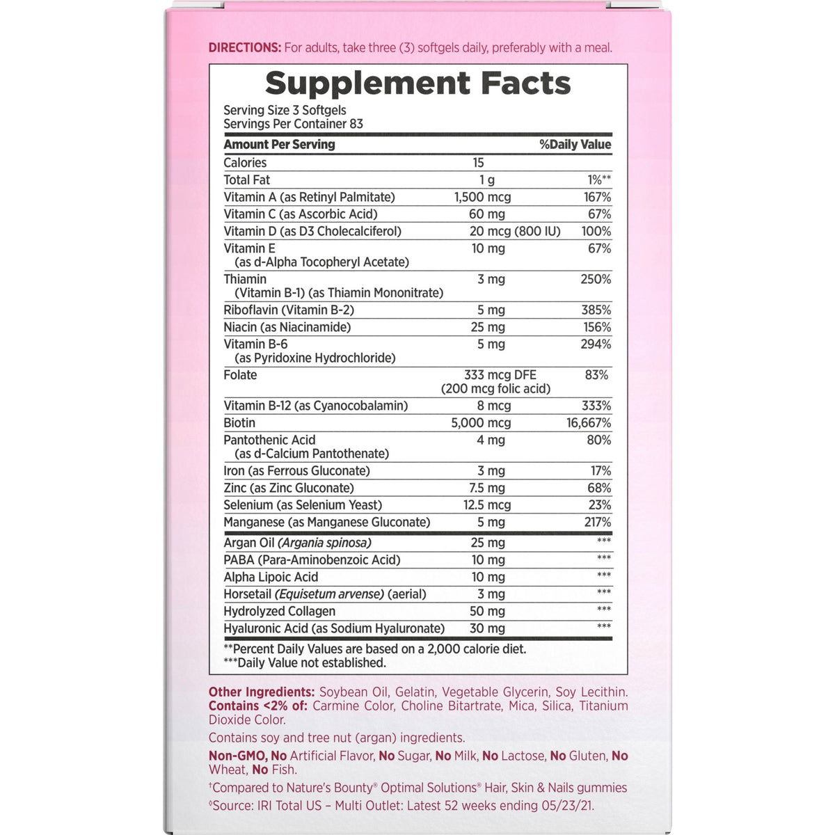 Nature's Bounty Hair, Skin and Nails Extra Strength Vitamins, 250 ct.