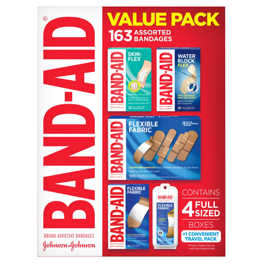 Band-Aid Brand Adhesive Bandages Value Pack in Assorted Sizes, 163 ct.