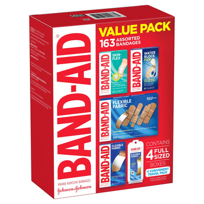 Band-Aid Brand Adhesive Bandages Value Pack in Assorted Sizes, 163 ct.