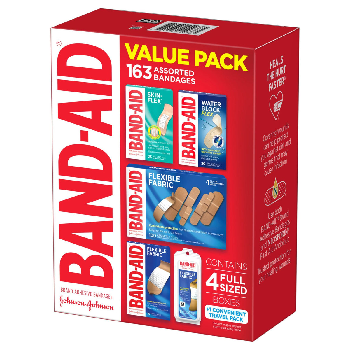 Band-Aid Brand Adhesive Bandages Value Pack in Assorted Sizes, 163 ct.