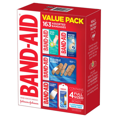 Band-Aid Brand Adhesive Bandages Value Pack in Assorted Sizes, 163 ct.