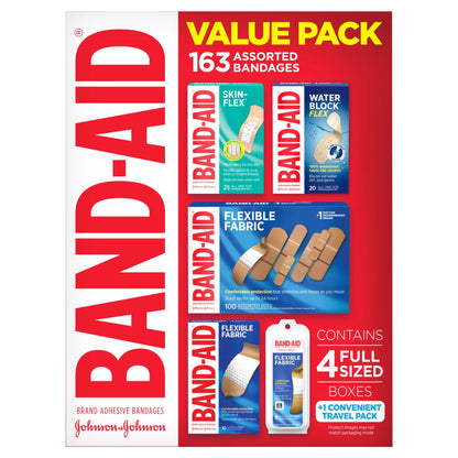 Band-Aid Brand Adhesive Bandages Value Pack in Assorted Sizes, 163 ct.