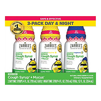 Zarbee's Children's Cough + Mucus Syrup Day/Night, 3 pk.