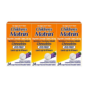 Children's Motrin Dye-Free Grape Chewable Tablets with Ibuprofen, 72 ct./100mg