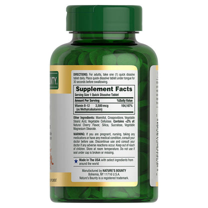 Nature's Bounty Vitamin B-12 2500mg Quick Dissolve, 300 ct.
