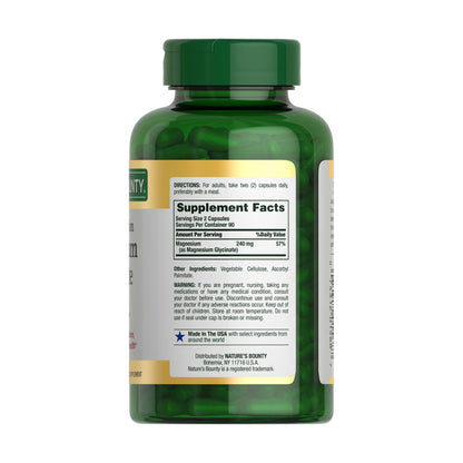 Nature's Bounty Magnesium Glycinate 240mg, 180 ct.