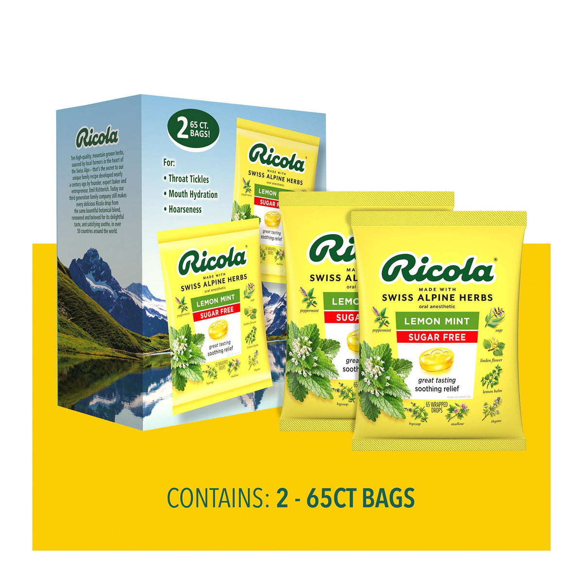 Ricola Sugar-Free Lemon Mint Herb Throat Drops, 130 ct.