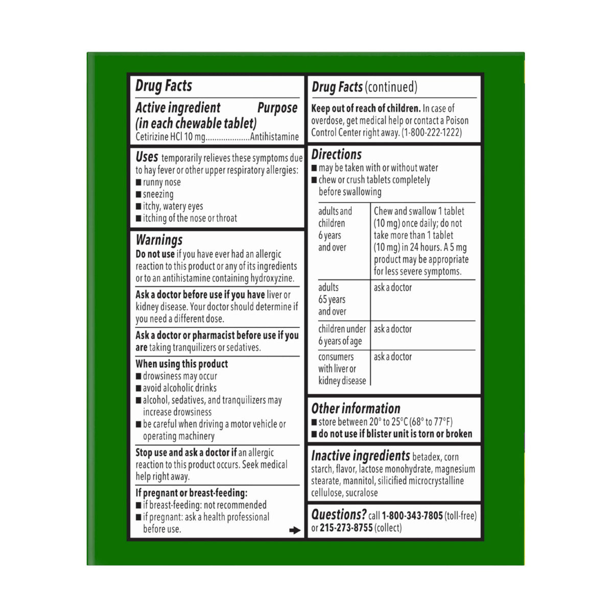 Children's Zyrtec Dye-Free Chewable Tablets, Cetirizine, Dye-Free, Grape, 72 ct.