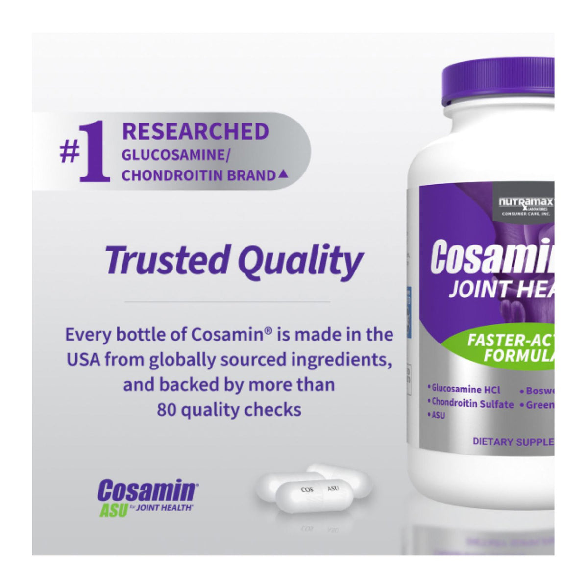 Nutramax Cosamin ASU Joint Health Supplement with Glucosamine, Chondroitin & ASU, 230 ct.