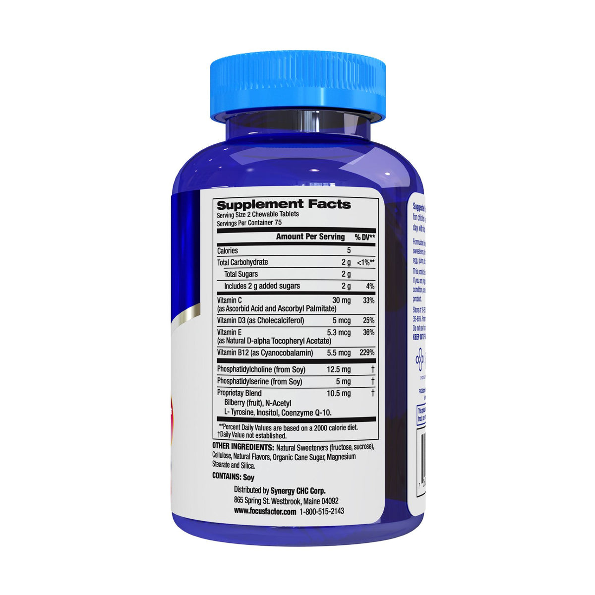 Focus Factor Kids Brain Health Supplement, Chewable Tablets Berry Blast Flavor, 150 ct.