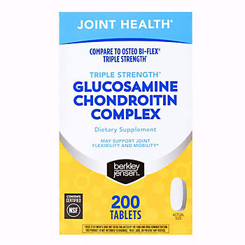 Berkley Jensen Triple Strength Glucosamine Chondroitin Complex Dietary Supplement Tablets, 200 ct.