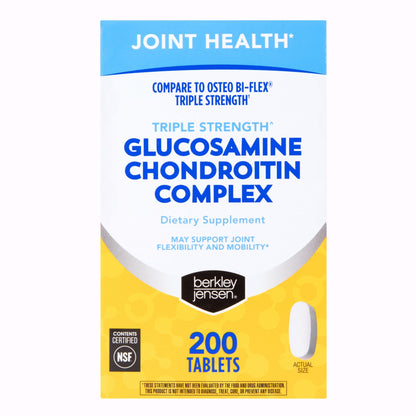 Berkley Jensen Triple Strength Glucosamine Chondroitin Complex Dietary Supplement Tablets, 200 ct.