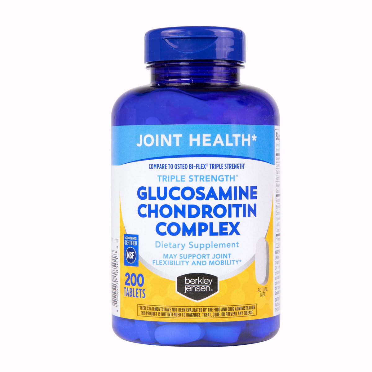 Berkley Jensen Triple Strength Glucosamine Chondroitin Complex Dietary Supplement Tablets, 200 ct.