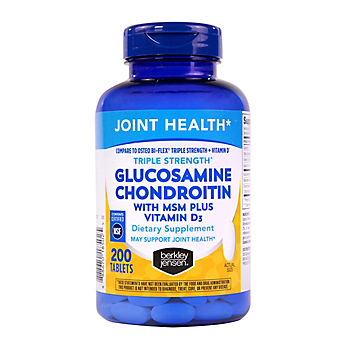 Berkley Jensen Triple Strength Glucosamine Chondroitin with MSM + Vitamin D3 Supplement Tablets, 200 ct.