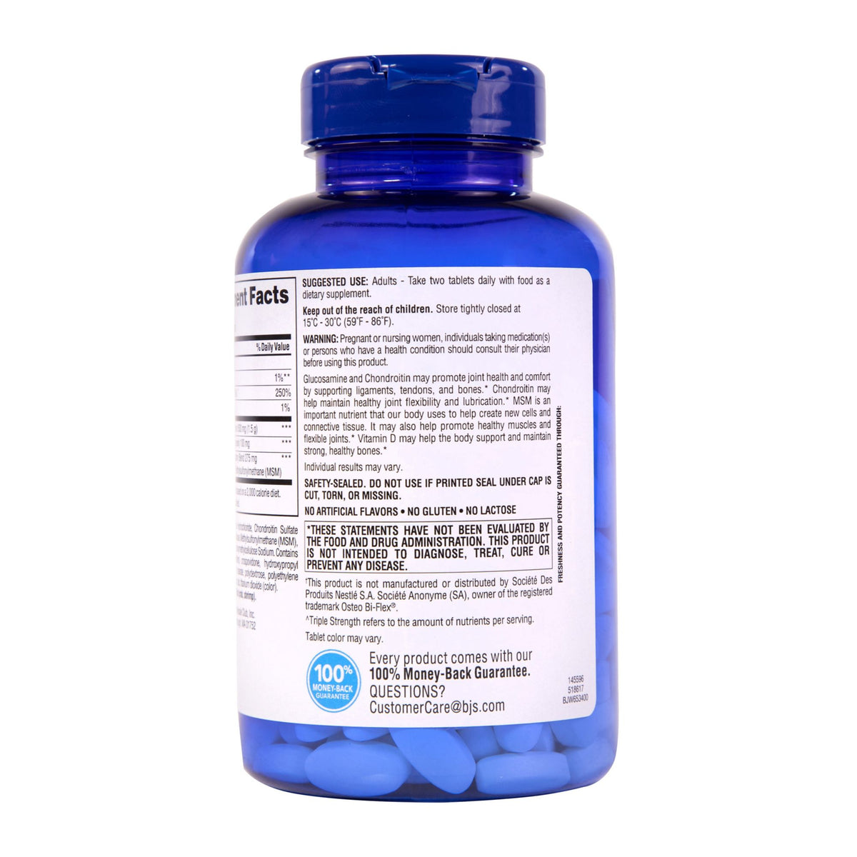 Berkley Jensen Triple Strength Glucosamine Chondroitin with MSM + Vitamin D3 Supplement Tablets, 200 ct.