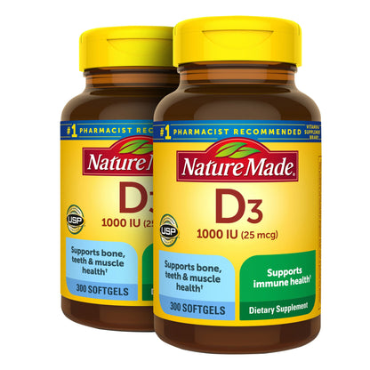 Nature Made Vitamin D3 1000 IU (25 mcg) Softgels, 600 ct.