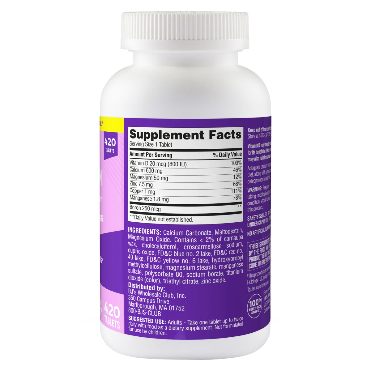 Berkley Jensen Calcium 600mg + D3 Tablets, 420 ct.