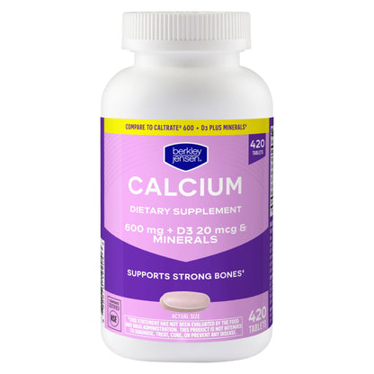 Berkley Jensen Calcium 600mg + D3 Tablets, 420 ct.