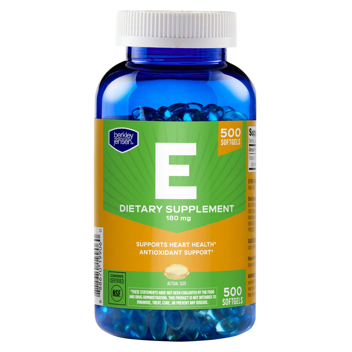Berkley Jensen Vitamin E 180mg Softgels, 500 ct.