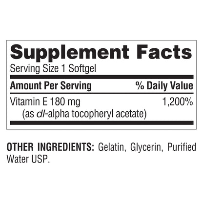 Berkley Jensen Vitamin E 180mg Softgels, 500 ct.