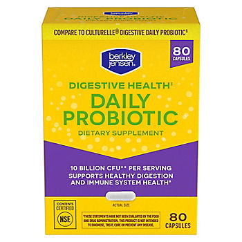 Berkley Jensen Daily Probiotic Digestive System Support Capsules, 80 ct.
