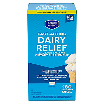 Berkley Jensen Fast-Acting Dairy Relief Caplets, 180 ct.
