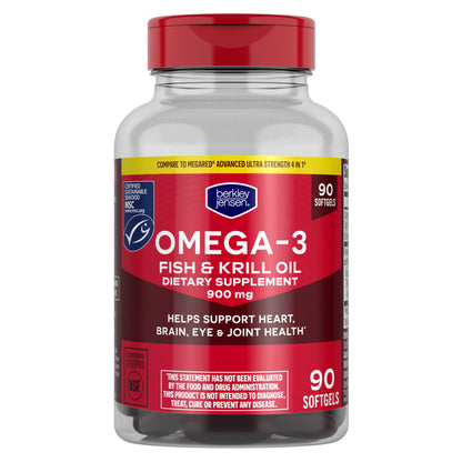 Berkley Jensen Omega-3 Fish & Krill Oil Softgels, 90 ct.