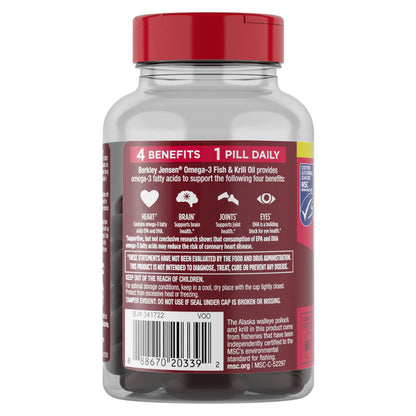 Berkley Jensen Omega-3 Fish & Krill Oil Softgels, 90 ct.
