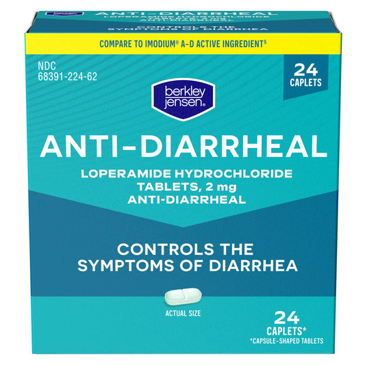 Berkley Jensen Loperamide Hydrochloride Anti-Diarrheal 2mg Tablets, 24 ct.
