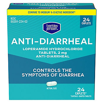 Berkley Jensen Loperamide Hydrochloride Anti-Diarrheal 2mg Tablets, 24 ct.