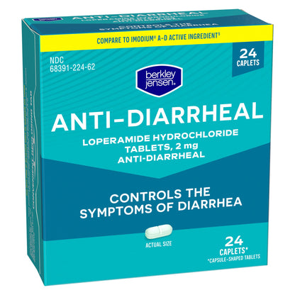 Berkley Jensen Loperamide Hydrochloride Anti-Diarrheal 2mg Tablets, 24 ct.