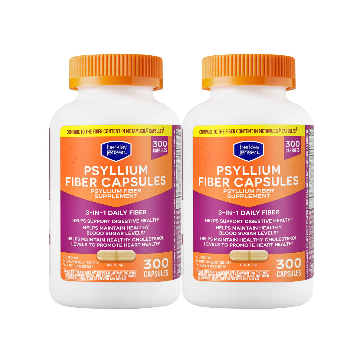 Berkley Jensen Psyllium Husk Fiber Capsules, 600 ct.