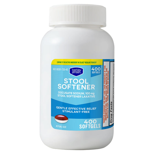 Berkley Jensen Stool Softener Docusate Sodium 100mg Softgels, 400 ct.