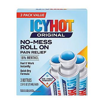Icy Hot Medicated Pain Relief, No Mess Roll-On, 3 pk./2.5 oz.