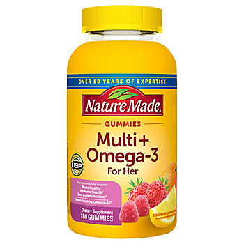 Nature Made Women's Multivitamin + Omega-3 Gummies, Strawberry, Lemon & Orange, 180 ct.
