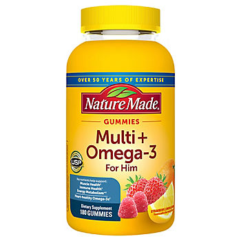 Nature Made Men's Multivitamin + Omega-3 Gummies, Strawberry, Lemon & Orange, 180 ct.