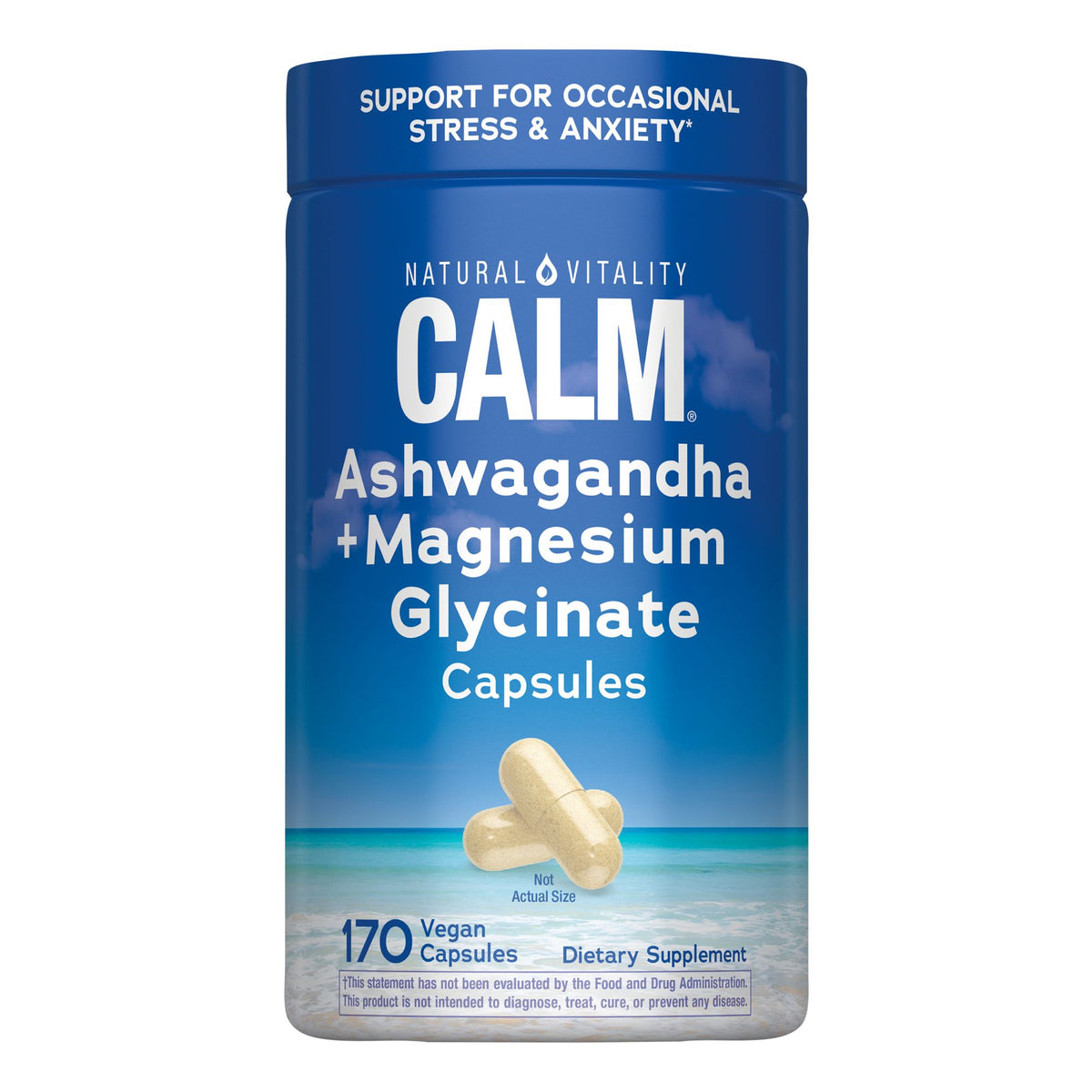 Natural Vitality Calm Ashwagandha + Magnesium Glycinate Capsules, 170 ct.