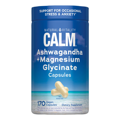 Natural Vitality Calm Ashwagandha + Magnesium Glycinate Capsules, 170 ct.