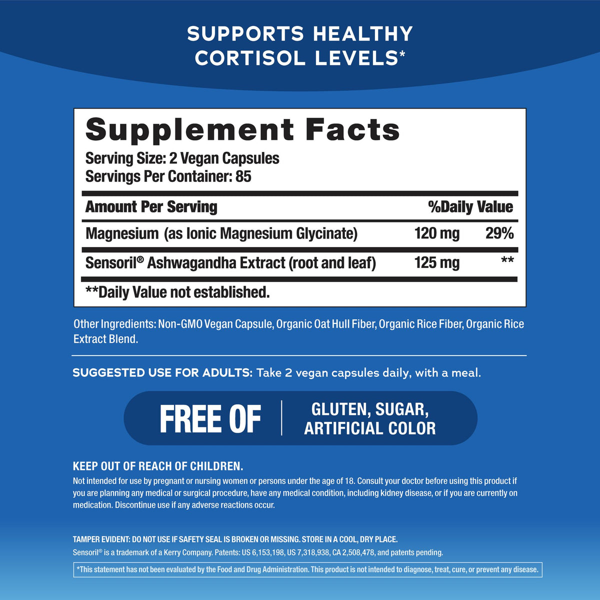 Natural Vitality Calm Ashwagandha + Magnesium Glycinate Capsules, 170 ct.