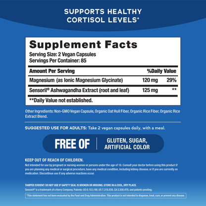 Natural Vitality Calm Ashwagandha + Magnesium Glycinate Capsules, 170 ct.
