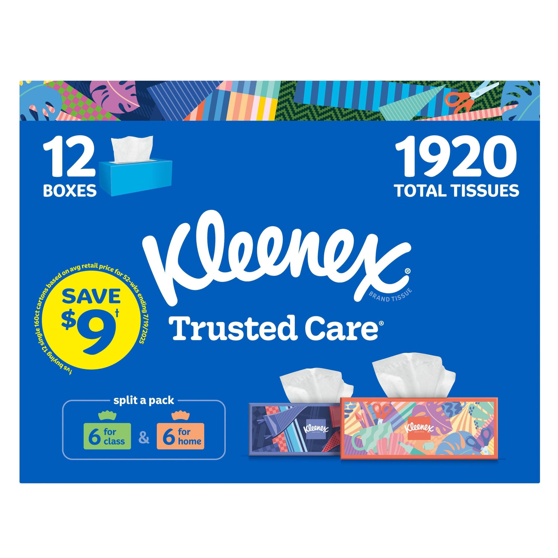 Kleenex Trusted Care Facial Tissues 12 Boxes 160-Count