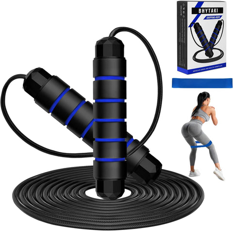 Jump Rope, Tangle-Free Rapid Speed Jumping Rope with Ball Bearings, Skipping Rope with Foam Handles for Women Men Kids, Adjustable Jump Rope for Fitness Workout Home Exercise & Slim Body