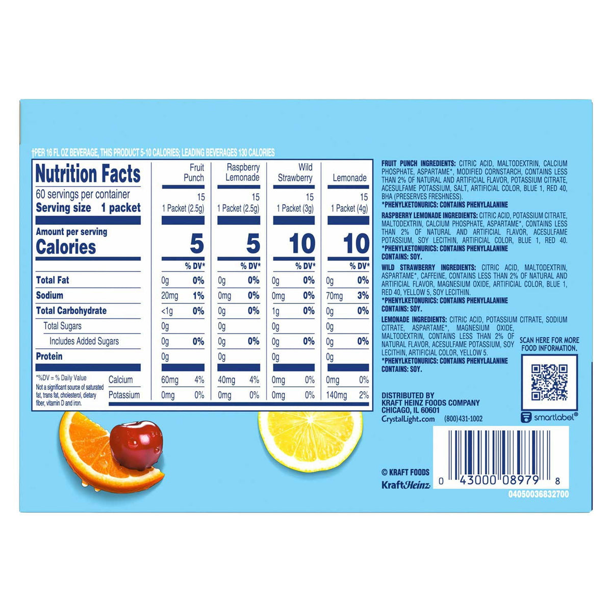 Crystal Light Variety Pack Drink Mix Packets, 60 ct.